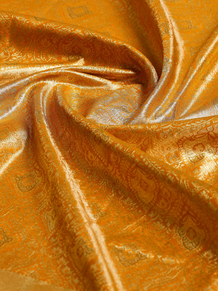 Mustard Kalamkari Woven Design Art Silk Saree