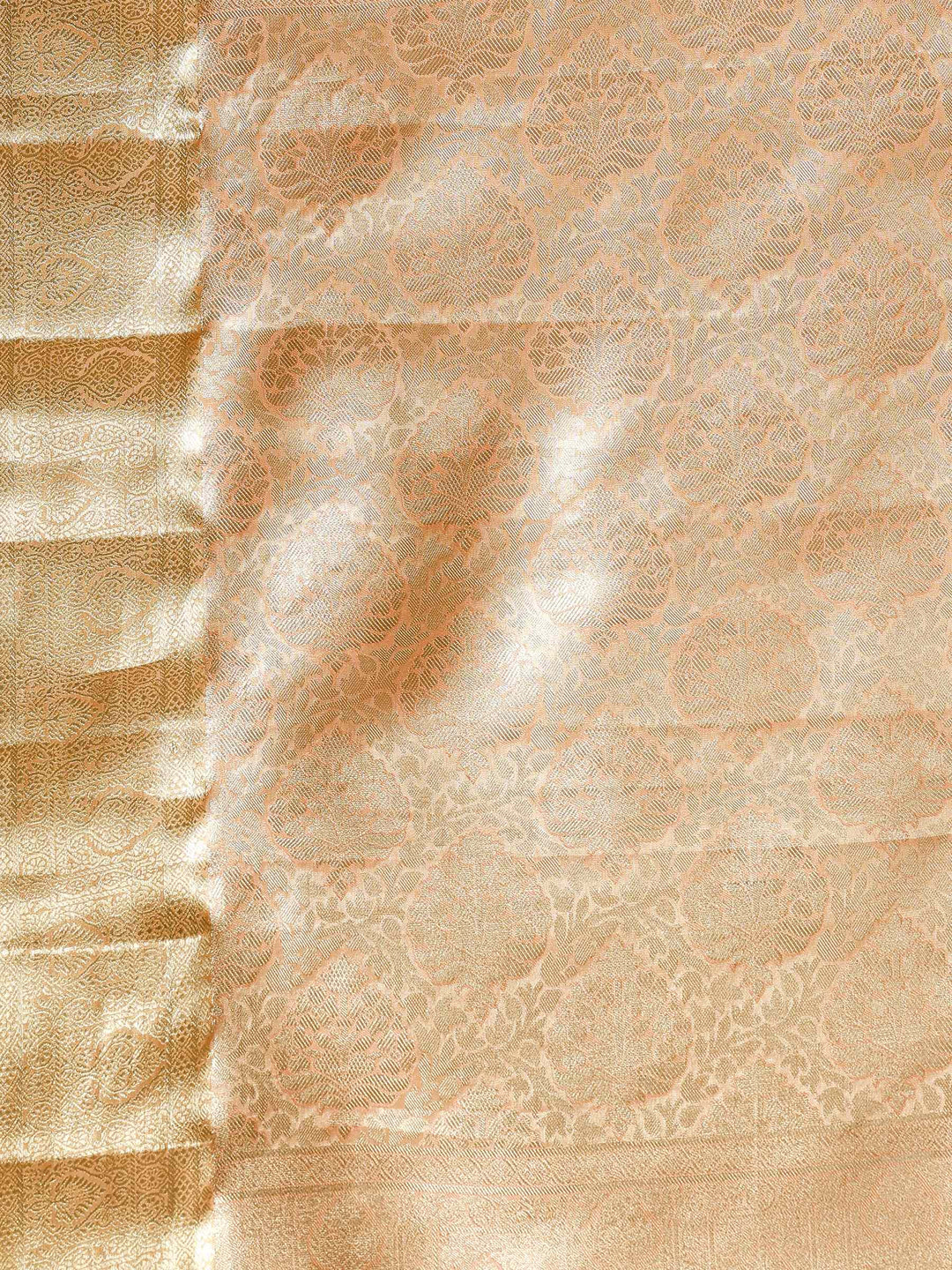 Peach Kalamkari Woven Design Art Silk Saree