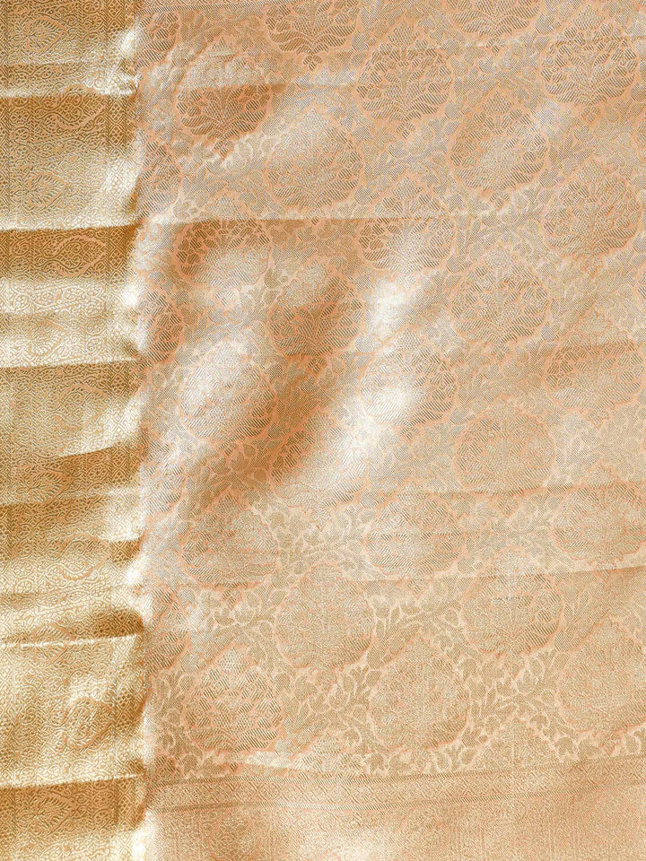 Peach Kalamkari Woven Design Art Silk Saree