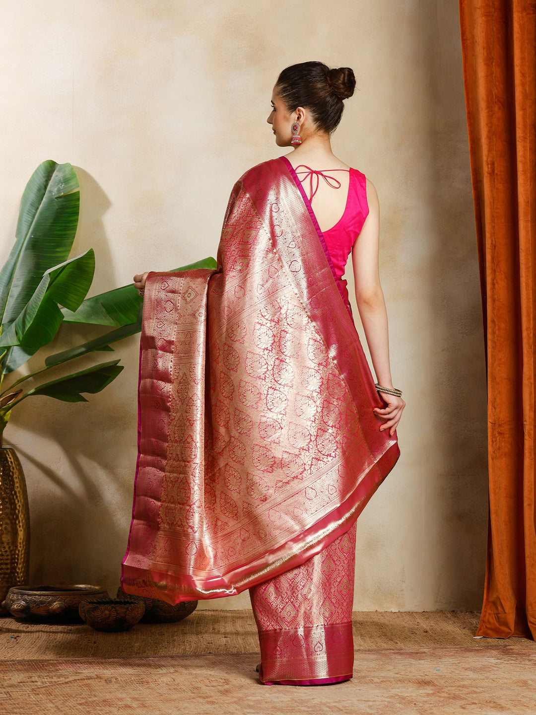 Rani Kalamkari Woven Design Art Silk Saree