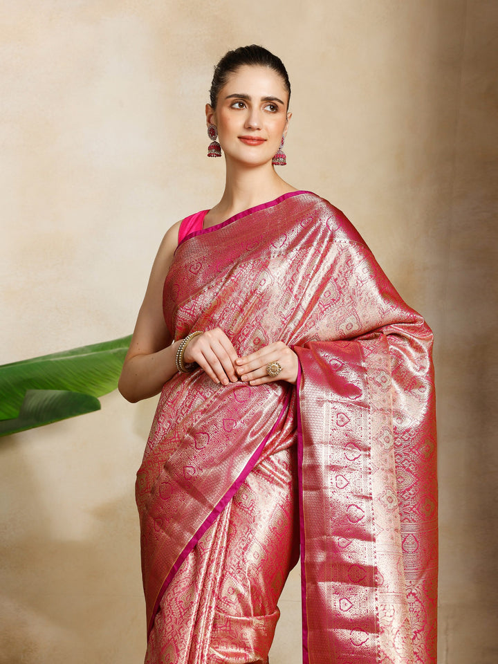Rani Kalamkari Woven Design Art Silk Saree