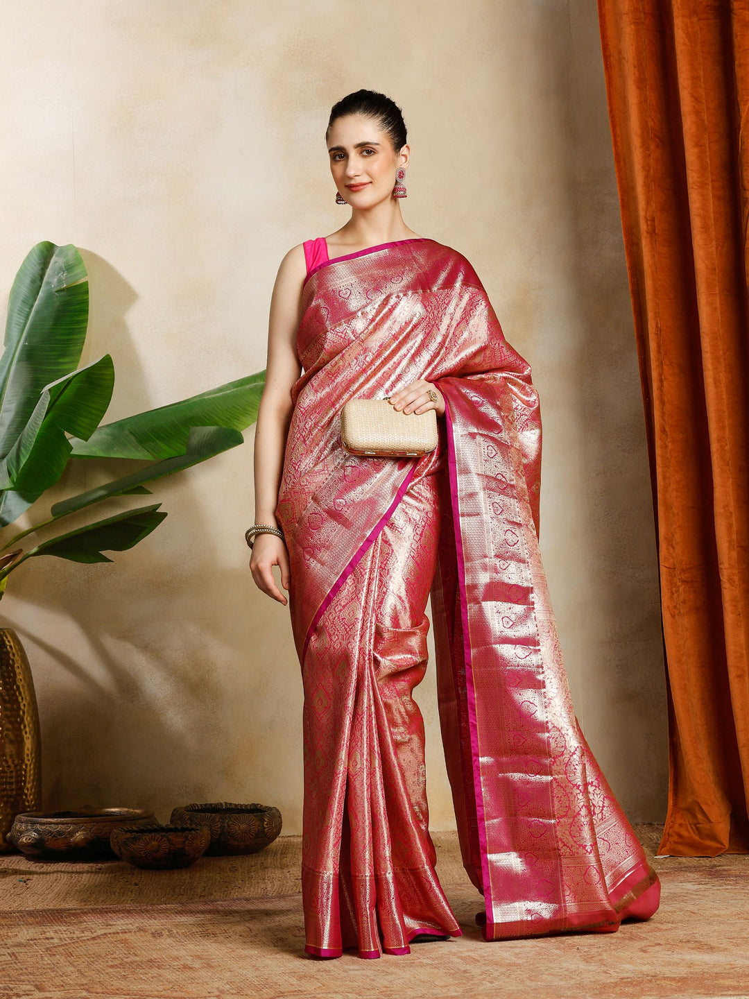 Rani Kalamkari Woven Design Art Silk Saree