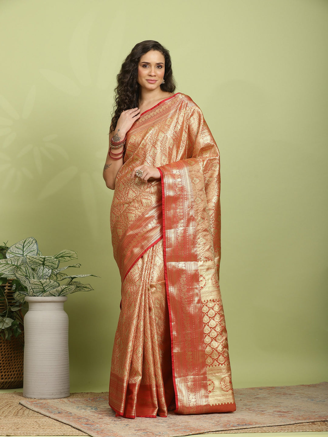 Red Woven Design Art Silk Saree