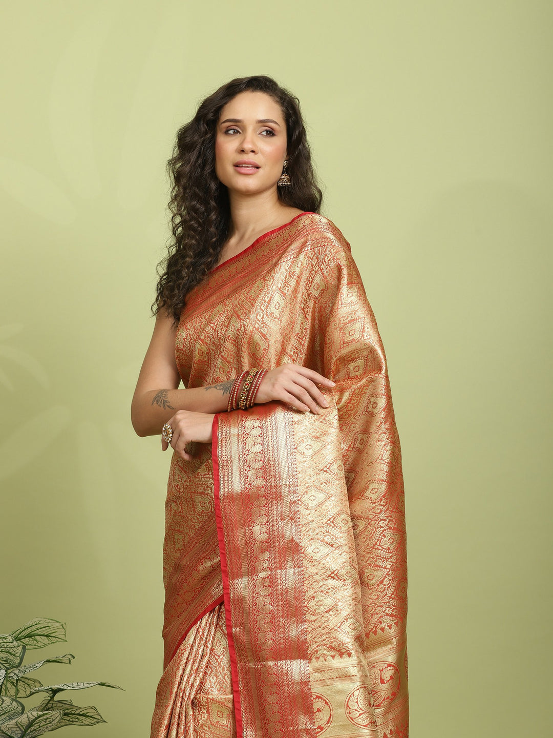 Red Woven Design Art Silk Saree