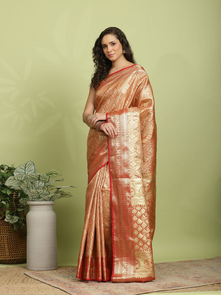 Red Woven Design Art Silk Saree