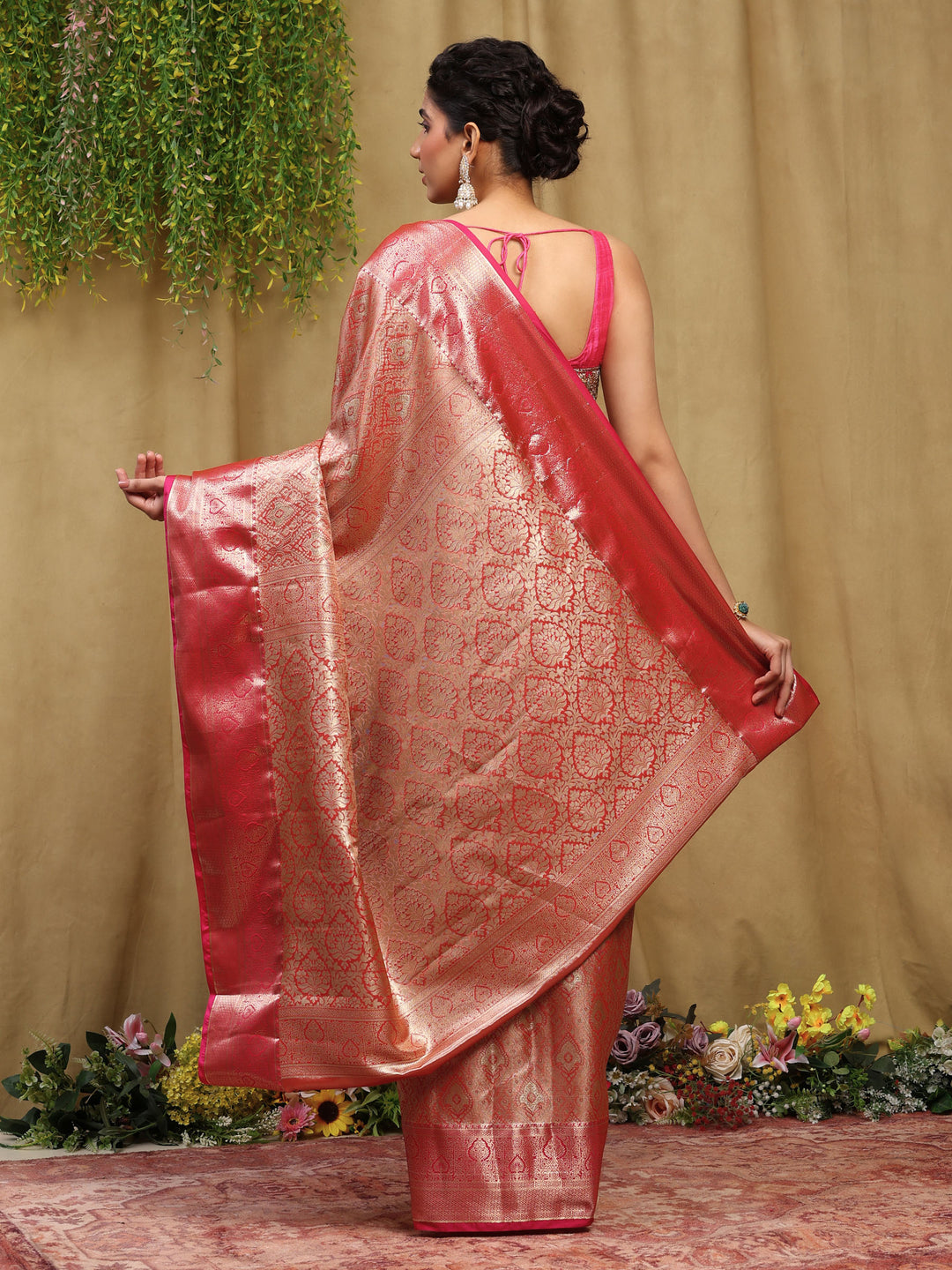 Rust Kalamkari Woven Design Art Silk Saree
