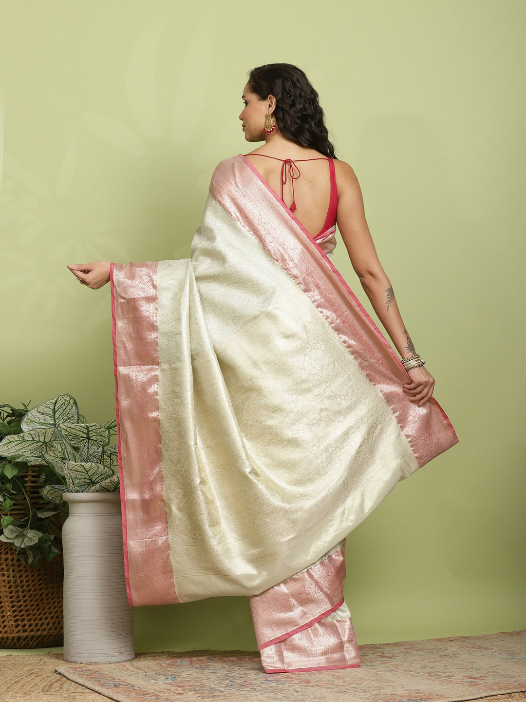 Silver Woven Design Art Silk Saree