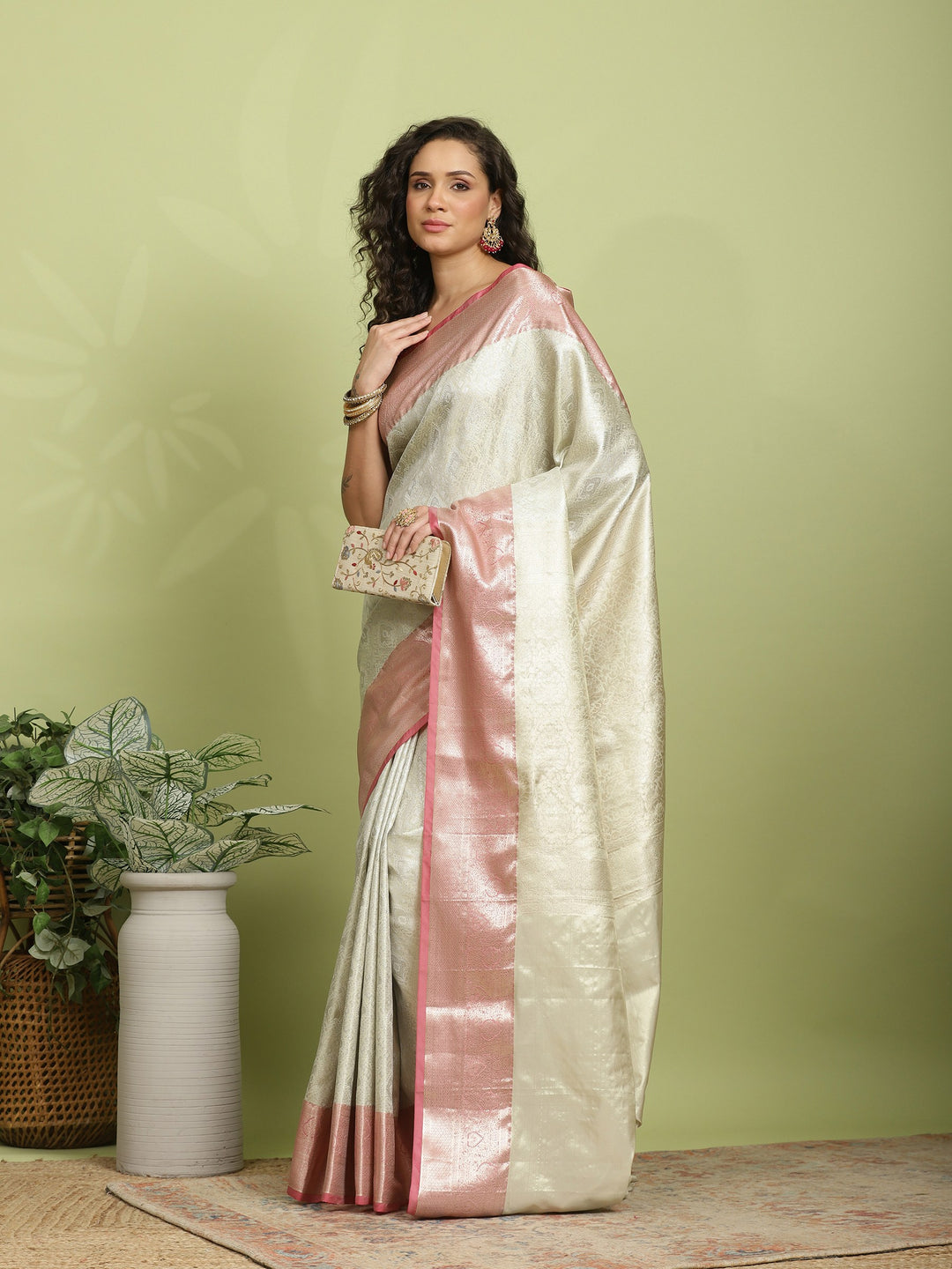 Silver Woven Design Art Silk Saree
