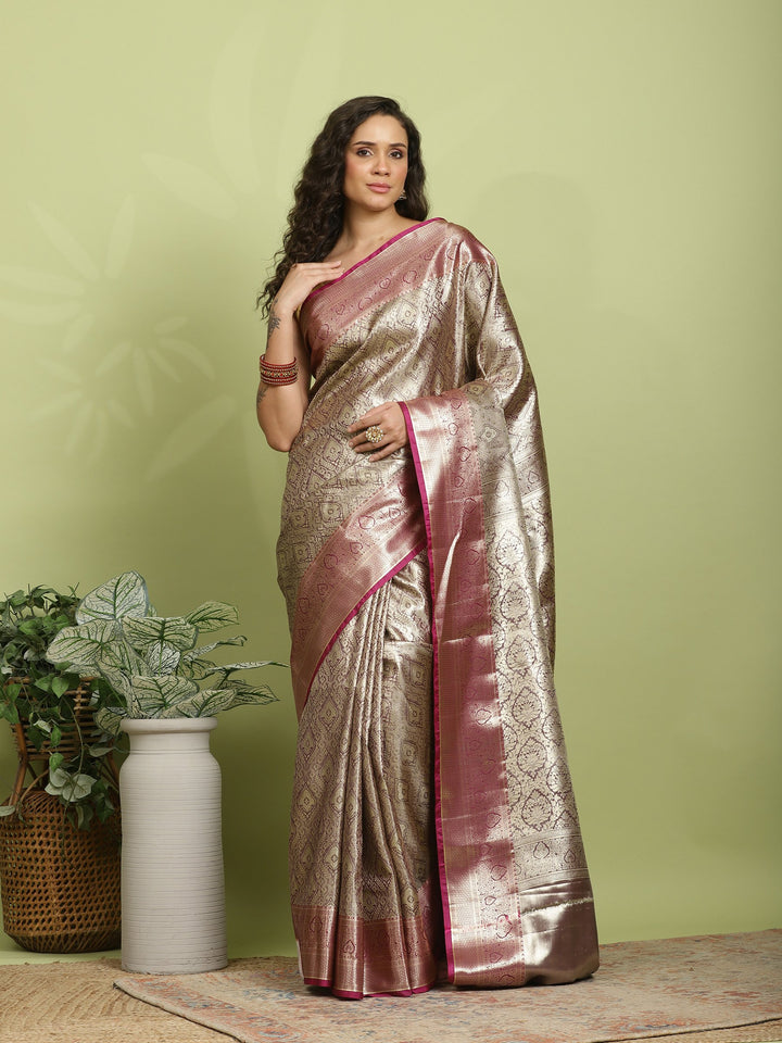 Wine Woven Design Art Silk Saree