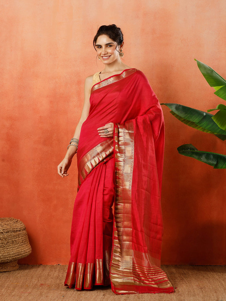 Pink Zari Work Art Silk Saree