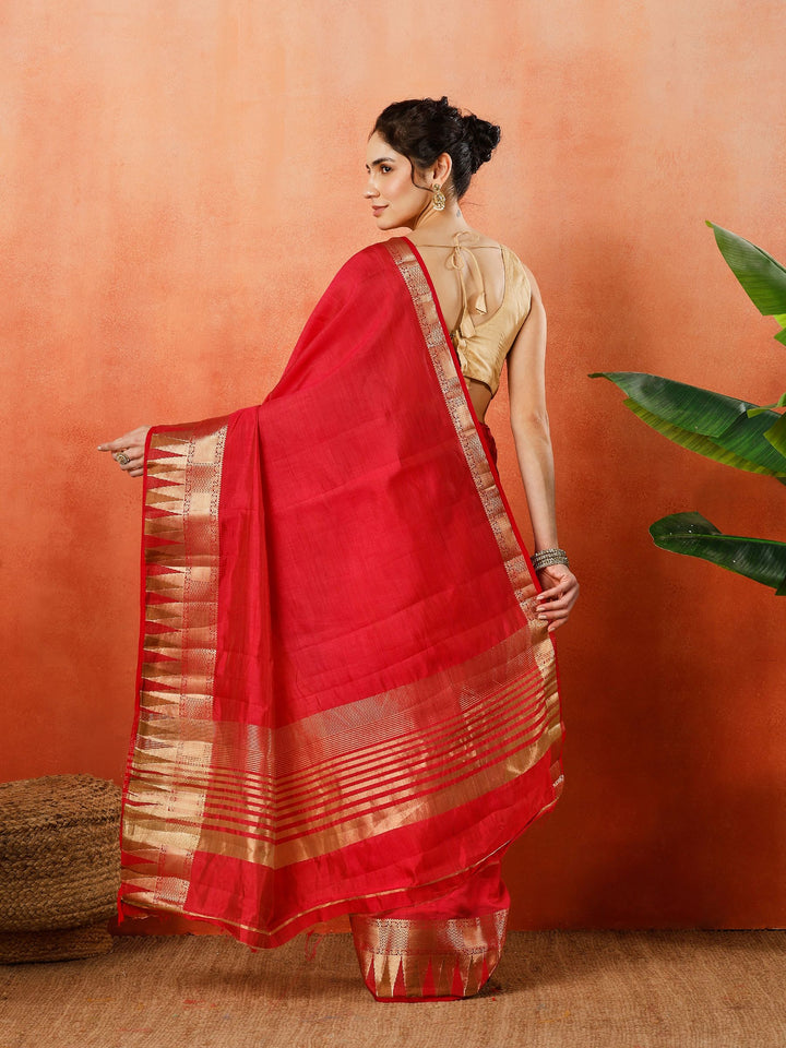 Pink Zari Work Art Silk Saree