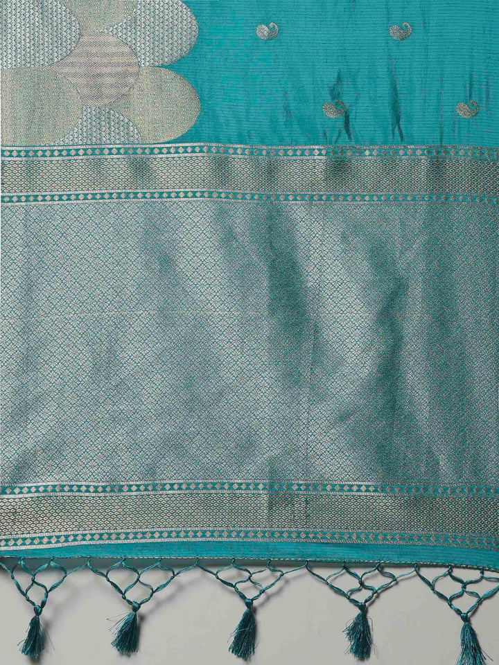 Lake Blue Woven Design Art Silk Saree