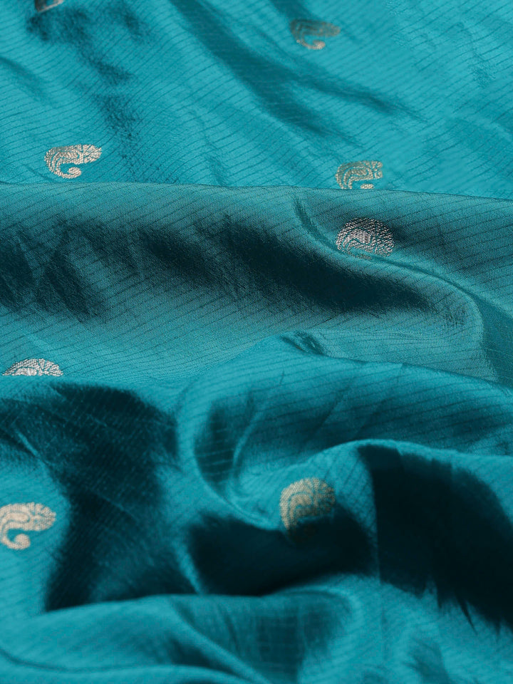 Lake Blue Woven Design Art Silk Saree
