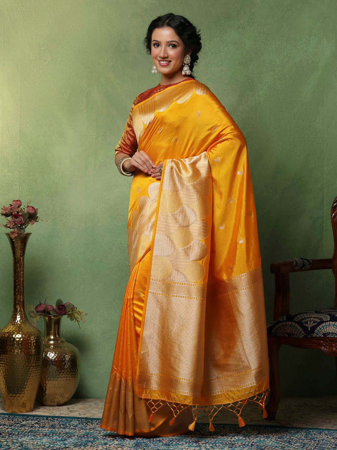 Mustard Woven Design Art Silk Saree