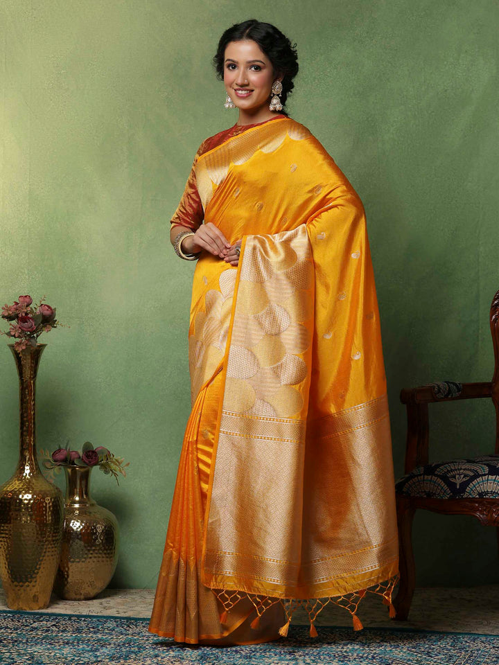 Mustard Woven Design Art Silk Saree