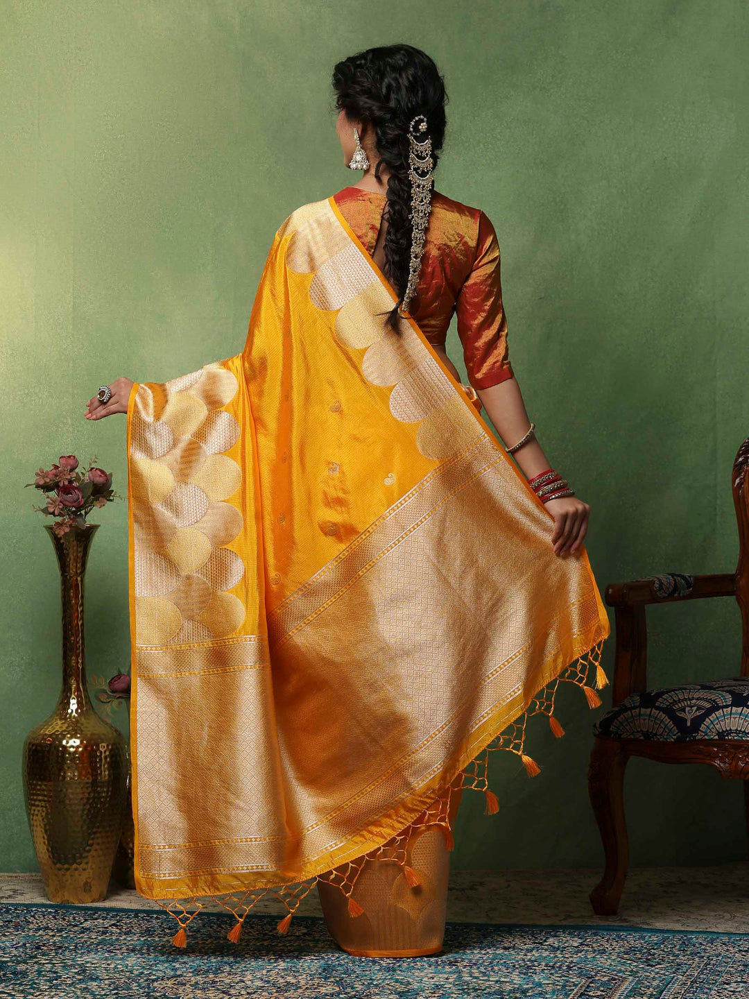 Mustard Woven Design Art Silk Saree