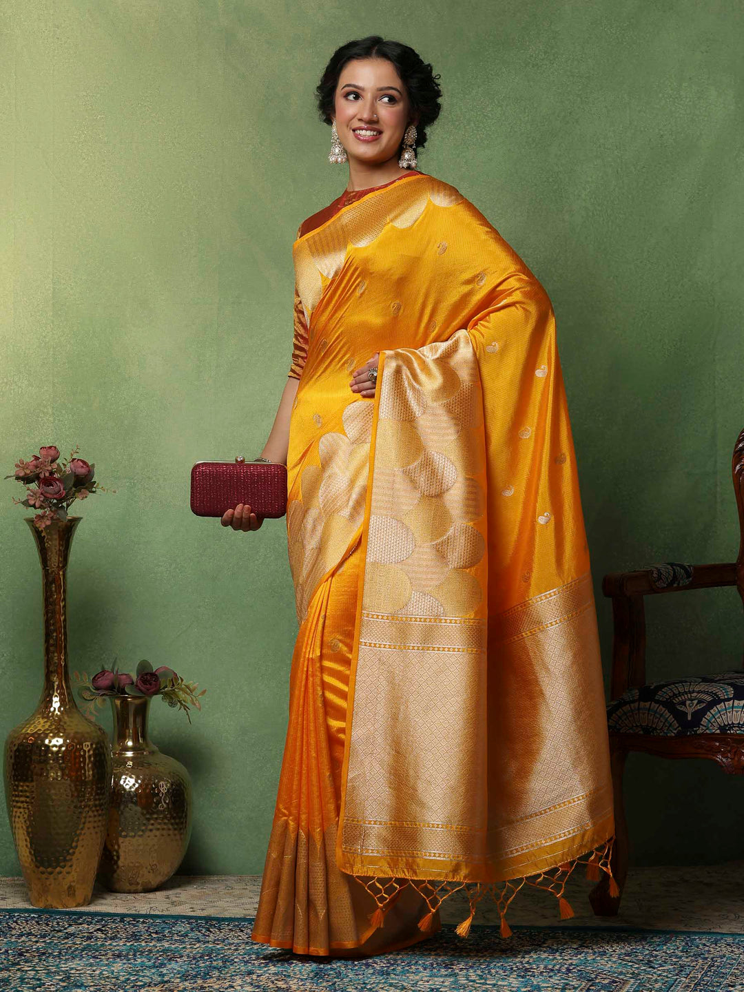 Mustard Woven Design Art Silk Saree