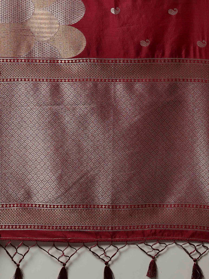 Wine Woven Design Art Silk Saree