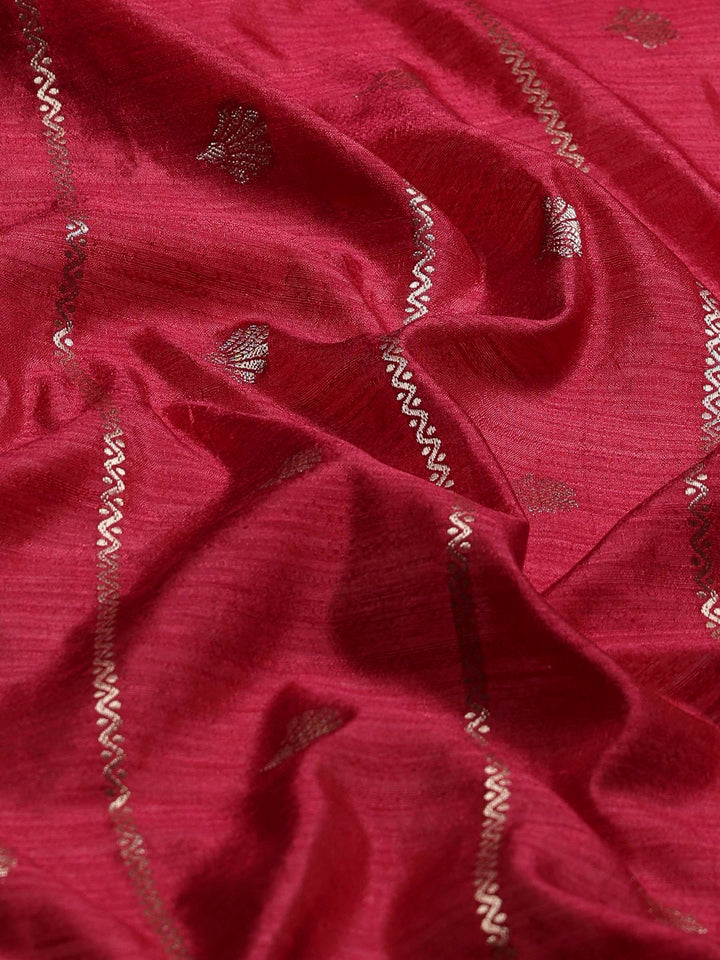 Hot Pink Woven Design Art Silk Saree
