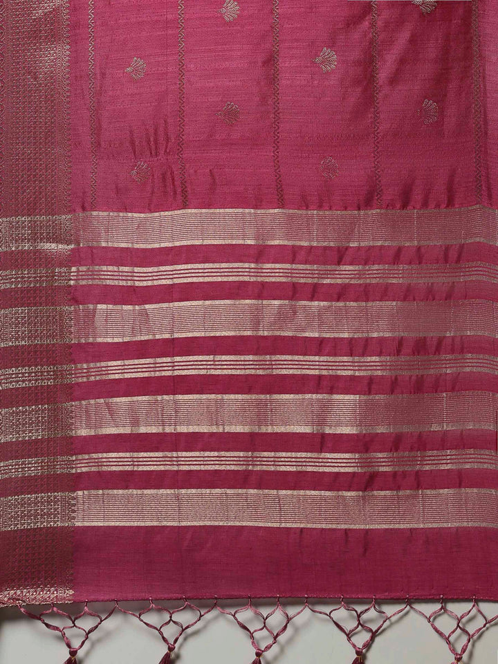 Magenta Woven Design Art Silk Saree