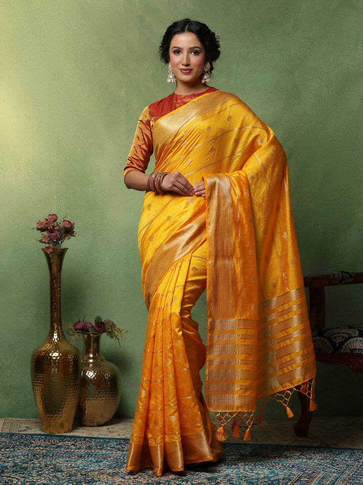 Mustard Woven Design Art Silk Saree
