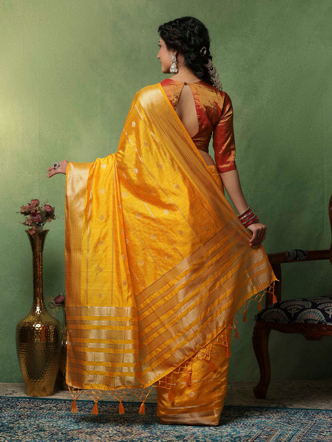 Mustard Woven Design Art Silk Saree