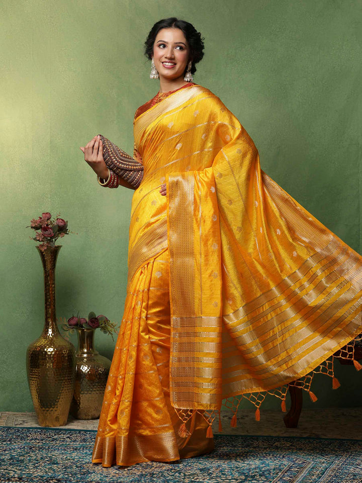 Mustard Woven Design Art Silk Saree