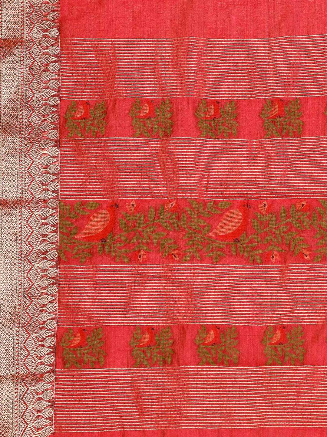 Hot Pink Woven Design Art Silk Saree