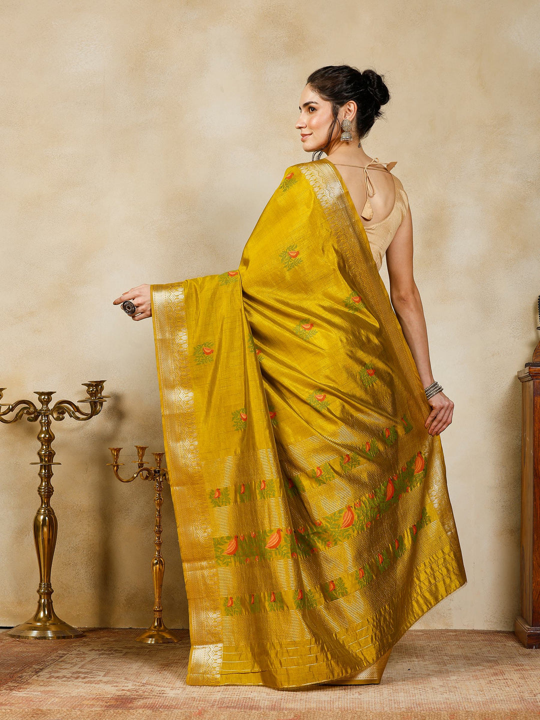 Mehndi Woven Design Art Silk Saree