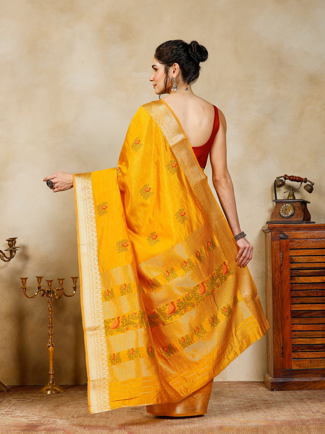 Mustard Woven Design Art Silk Saree