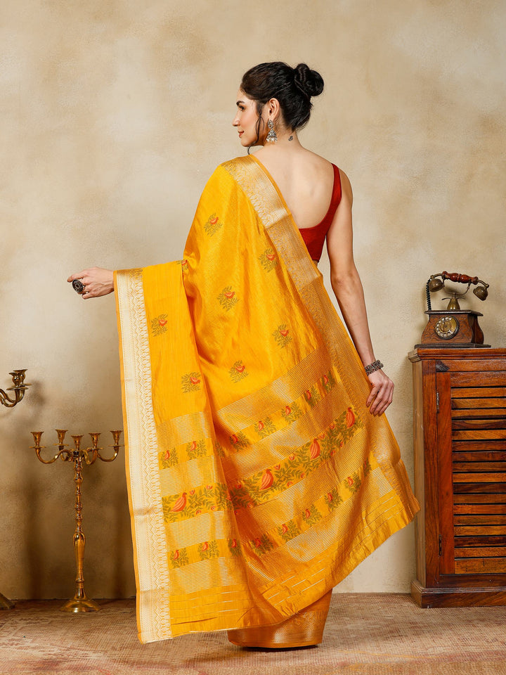 Mustard Woven Design Art Silk Saree
