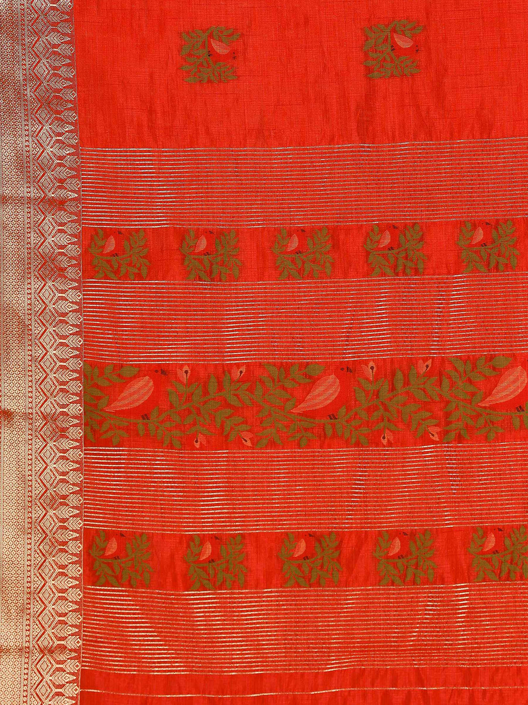 Rust Woven Design Art Silk Saree