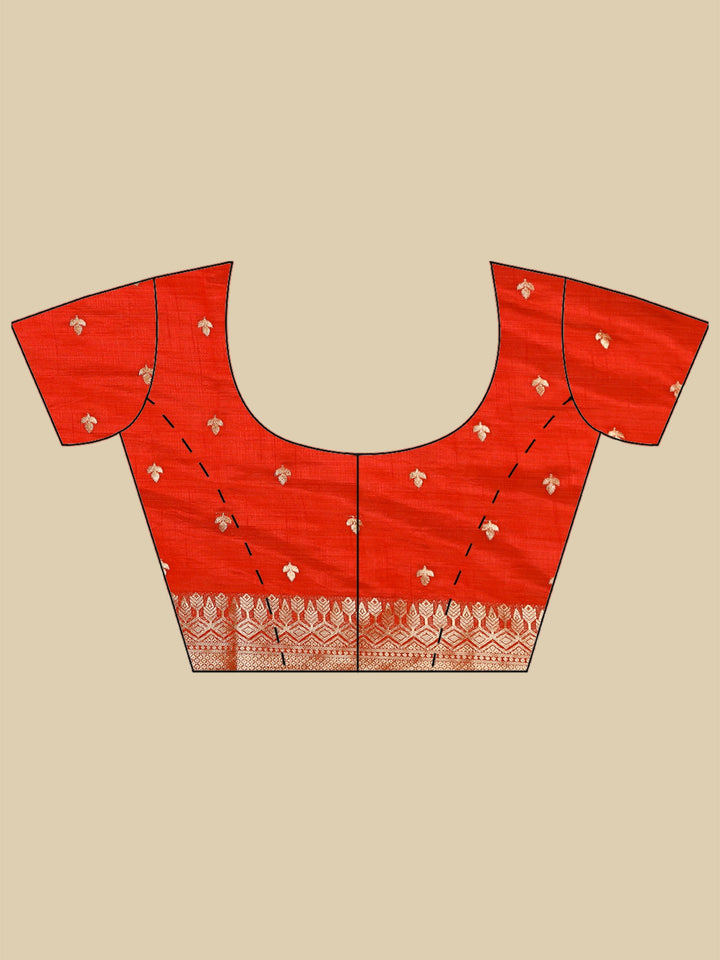 Rust Woven Design Art Silk Saree