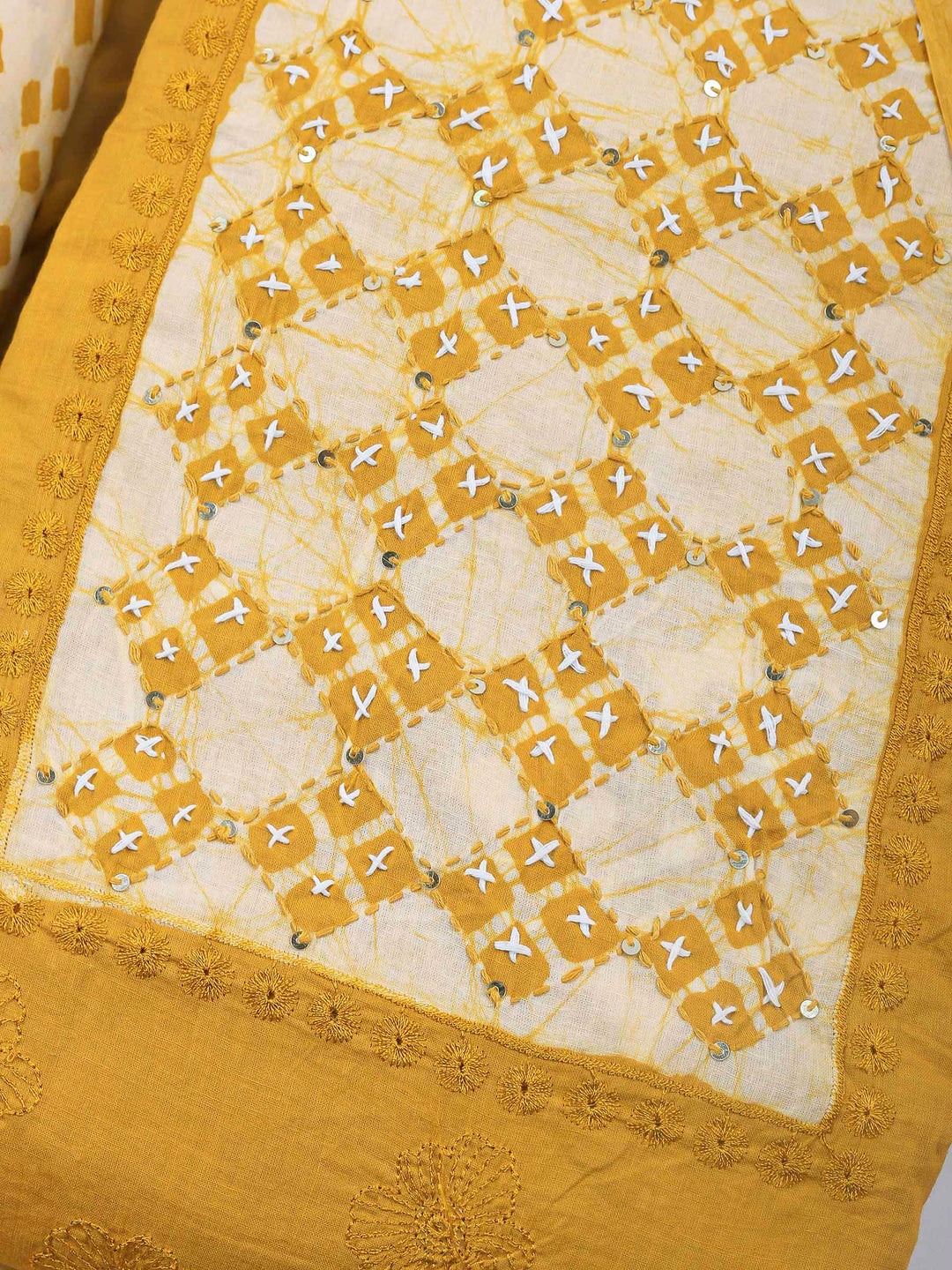 Embroidered Cotton Blend Unstitched Suit &amp; Pant With Cotton Dupatta
