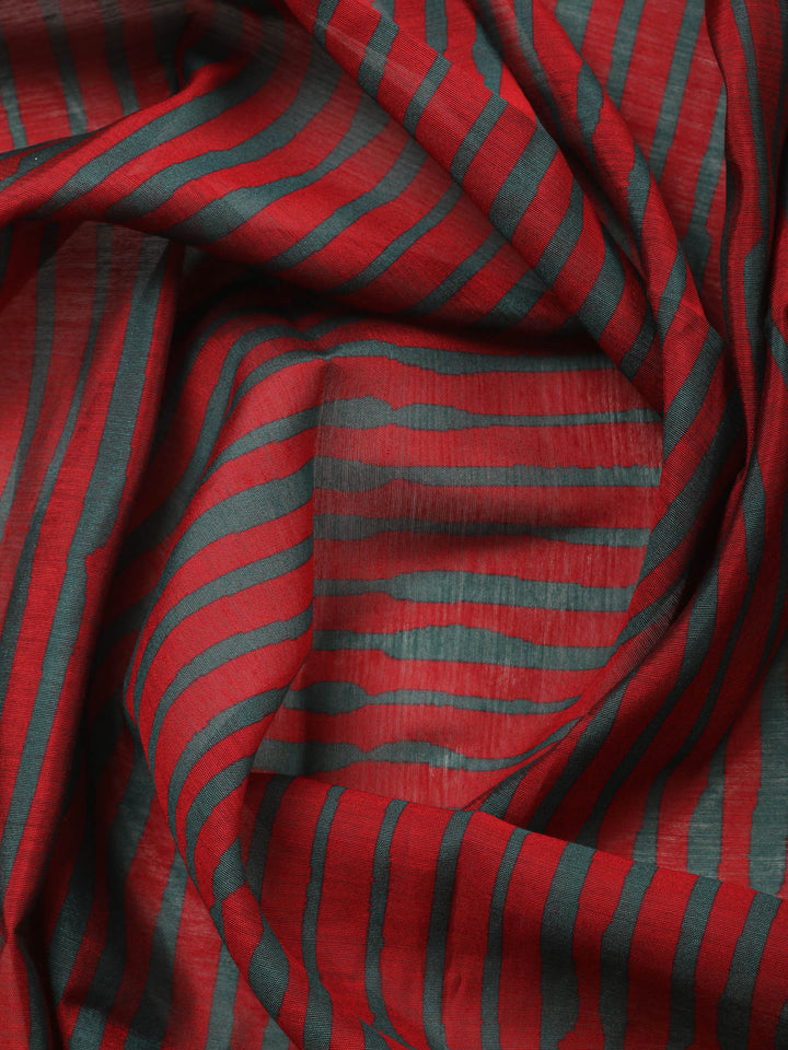 Maroon Printed Chanderi Unstitched Suit &amp; Pant With Chanderi Dupatta