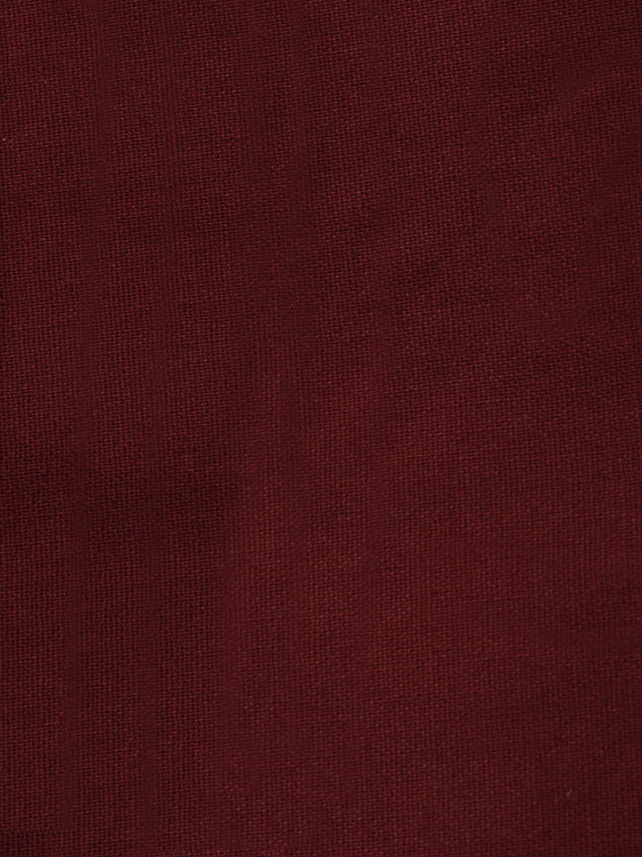 Maroon Printed Chanderi Unstitched Suit &amp; Pant With Chanderi Dupatta