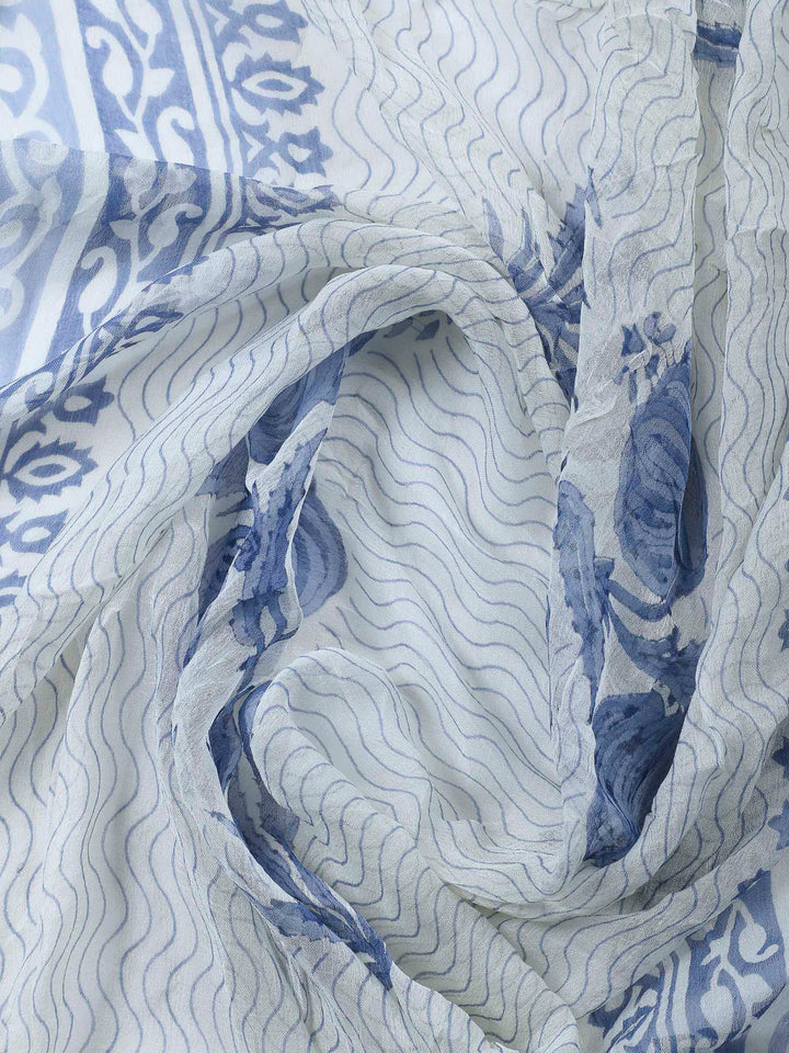 Printed Cotton Blend Unstitched Suit &amp; Pant With Cotton Dupatta