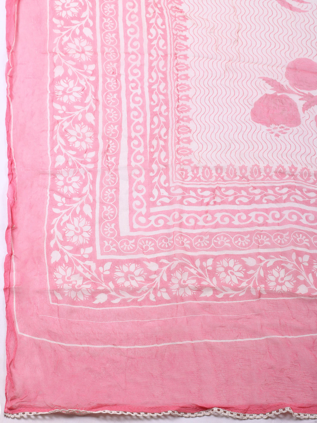 Printed Cotton Blend Unstitched Suit &amp; Pant With Cotton Dupatta