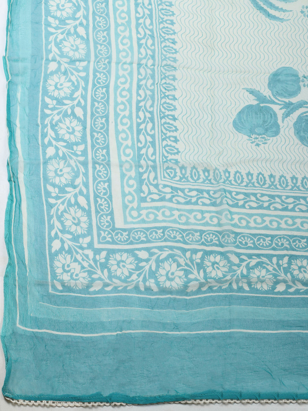 Printed Cotton Blend Unstitched Suit &amp; Pant With Cotton Dupatta