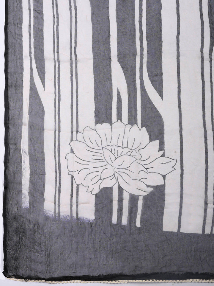 Printed Cotton Blend Unstitched Suit &amp; Pant With Cotton Dupatta