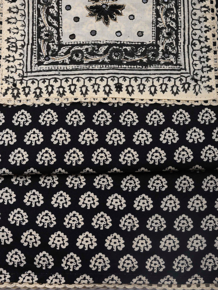 Printed Cotton Blend Unstitched Suit &amp; Pant With Cotton Dupatta