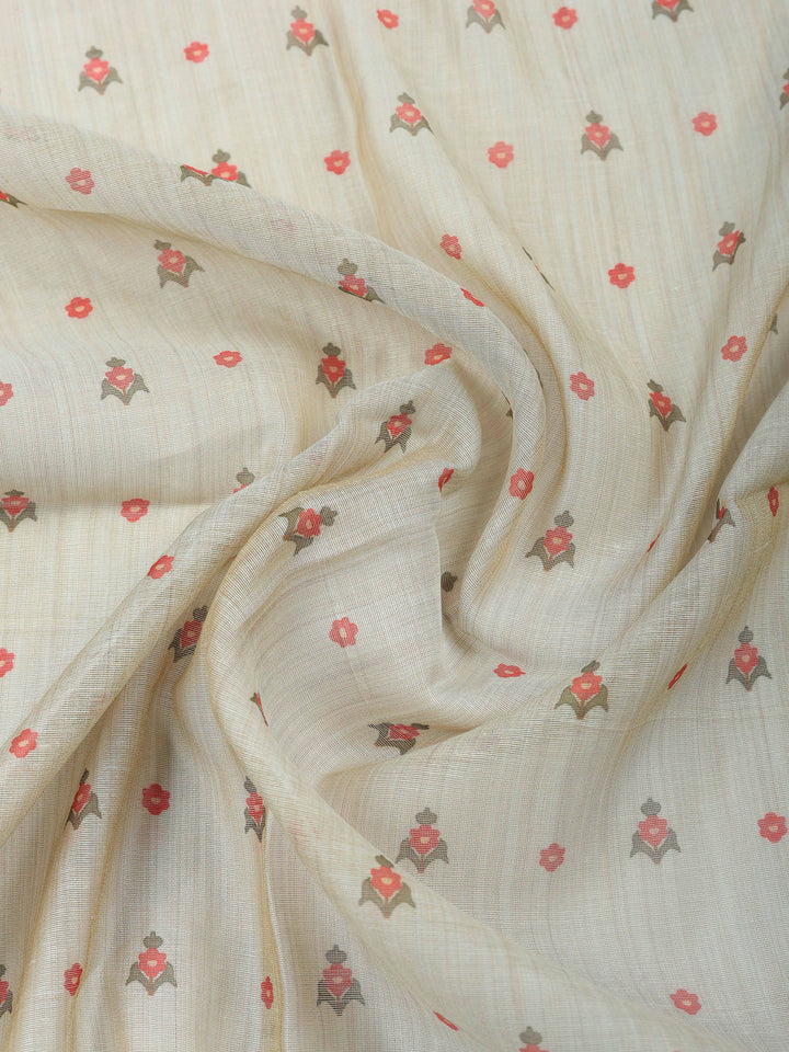 Printed Cotton Blend Unstitched Suit &amp; Pant With Cotton Dupatta