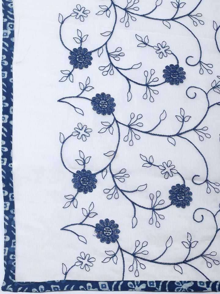 Indigo Printed Cotton Blend Unstitched Dress Material