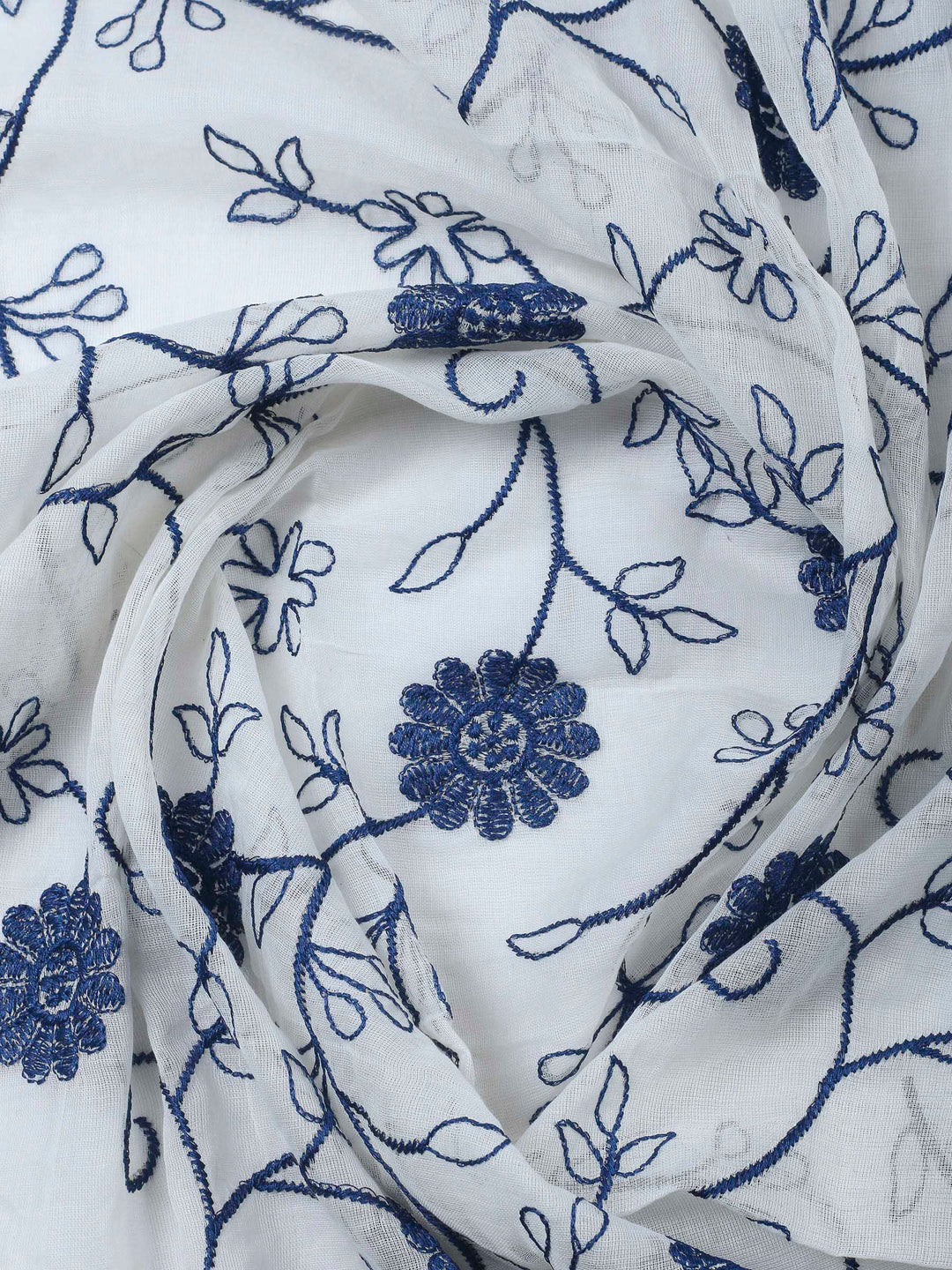 Indigo Printed Cotton Blend Unstitched Dress Material
