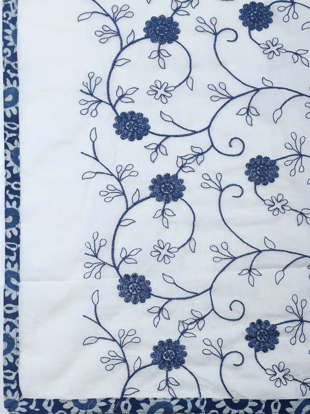 Indigo Printed Cotton Blend Unstitched Dress Material