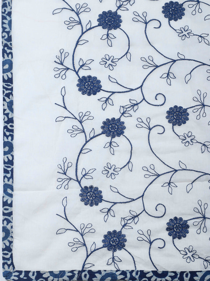 Indigo Printed Cotton Blend Unstitched Dress Material