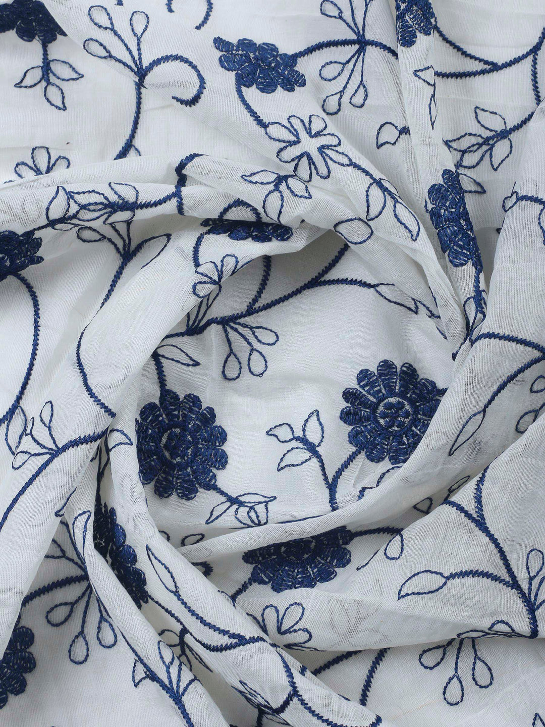 Indigo Printed Cotton Blend Unstitched Dress Material