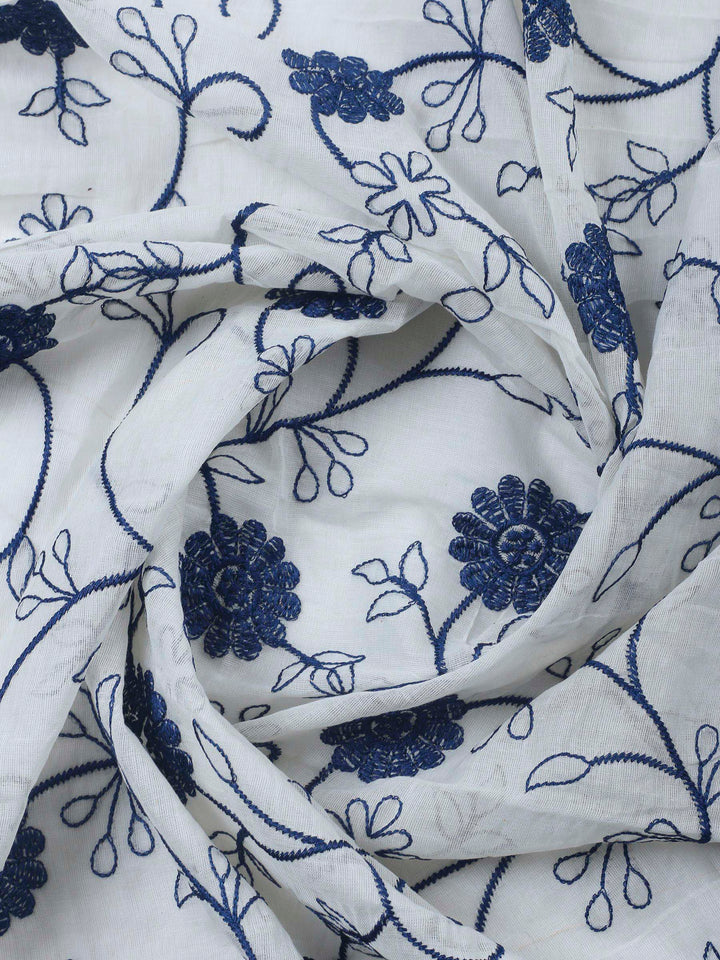 Indigo Printed Cotton Blend Unstitched Dress Material