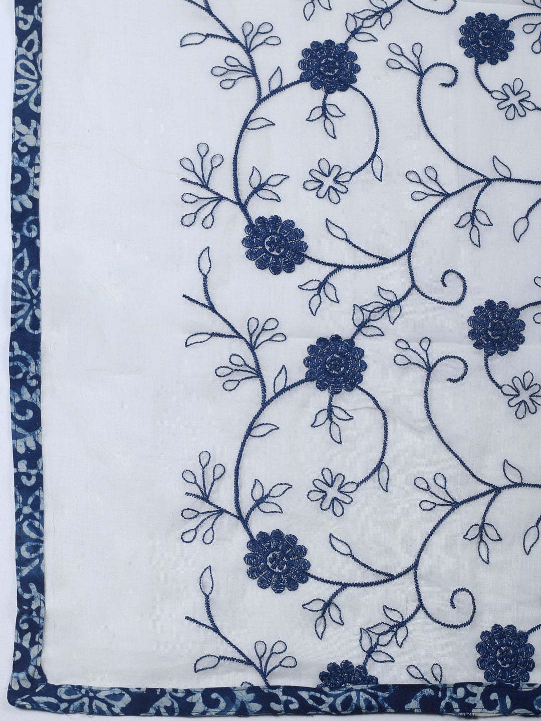 Indigo Printed Cotton Blend Unstitched Dress Material