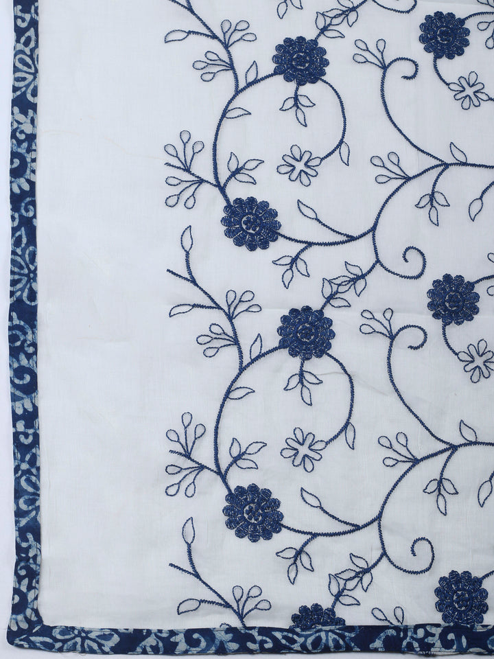 Indigo Printed Cotton Blend Unstitched Dress Material